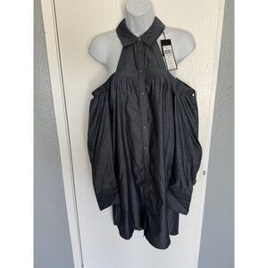 NWT BCBG MAXAZRIA SIZE XXS ROWAN COLD-SHOULDER SHIRT DRESS WWR65L28 MSRP $257